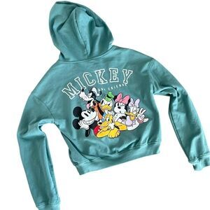Disney Mickey and Friends soft Aqua Green Zip-Up Hoodie, XS